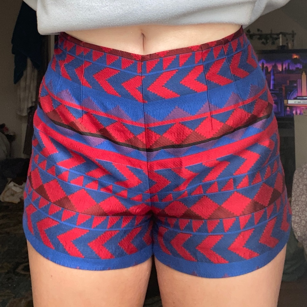 Retro Red and Blue patterned shorts